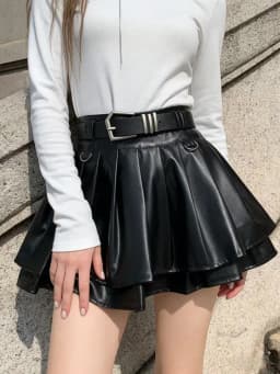 Women Black A-line Leather Skirt Vintage Aesthetic Y2k Pleated Skirt Harajuku Korean Gothic Mini Skirt Emo 2000s Clothes Summer