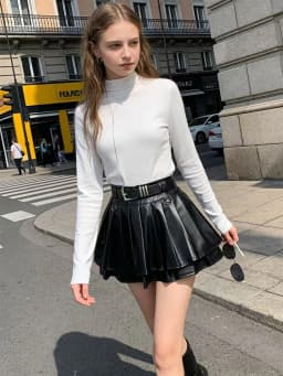Women Black A-line Leather Skirt Vintage Aesthetic Y2k Pleated Skirt Harajuku Korean Gothic Mini Skirt Emo 2000s Clothes Summer