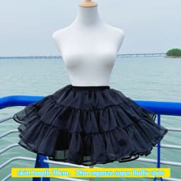 Flight Heaven Lolita Petticoat Black Ultra Violent Boneless Mesh Crinoline Short Fluffy Skirt for Sweet Classic Style 35cm 45cm