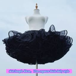 Flight Heaven Lolita Petticoat Black Ultra Violent Boneless Mesh Crinoline Short Fluffy Skirt for Sweet Classic Style 35cm 45cm