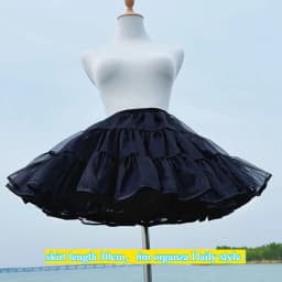 Flight Heaven Lolita Petticoat Black Ultra Violent Boneless Mesh Crinoline Short Fluffy Skirt for Sweet Classic Style 35cm 45cm