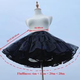Flight Heaven Lolita Petticoat Black Ultra Violent Boneless Mesh Crinoline Short Fluffy Skirt for Sweet Classic Style 35cm 45cm