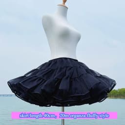 Flight Heaven Lolita Petticoat Black Ultra Violent Boneless Mesh Crinoline Short Fluffy Skirt for Sweet Classic Style 35cm 45cm