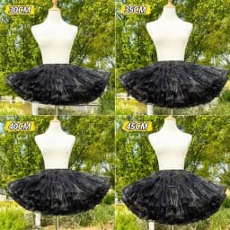 Flight Heaven Lolita Petticoat Black Ultra Violent Boneless Mesh Crinoline Short Fluffy Skirt for Sweet Classic Style 35cm 45cm