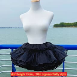 Flight Heaven Lolita Petticoat Black Ultra Violent Boneless Mesh Crinoline Short Fluffy Skirt for Sweet Classic Style 35cm 45cm