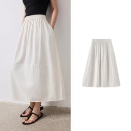 TOYOUTH Women Skirt Summer 2026 Wrinkled Texture Elastic Waist High Waist Cocoon Split A Line Soft Comfortable Daily Style