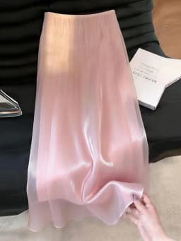 Elegant Pink Long Skirt Women Loose High Waist Sweet Pearl Yarn Fashion Skirts Summer Casual Female Ins Cute All Match Skirt New