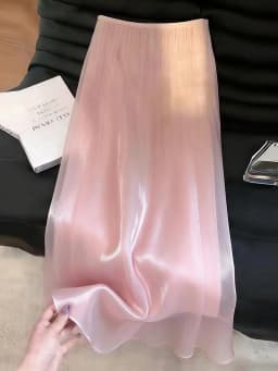 Elegant Pink Long Skirt Women Loose High Waist Sweet Pearl Yarn Fashion Skirts Summer Casual Female Ins Cute All Match Skirt New