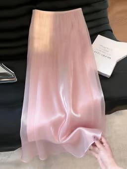 Elegant Pink Long Skirt Women Loose High Waist Sweet Pearl Yarn Fashion Skirts Summer Casual Female Ins Cute All Match Skirt New