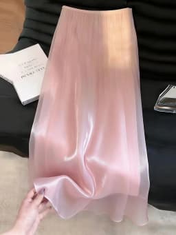Elegant Pink Long Skirt Women Loose High Waist Sweet Pearl Yarn Fashion Skirts Summer Casual Female Ins Cute All Match Skirt New
