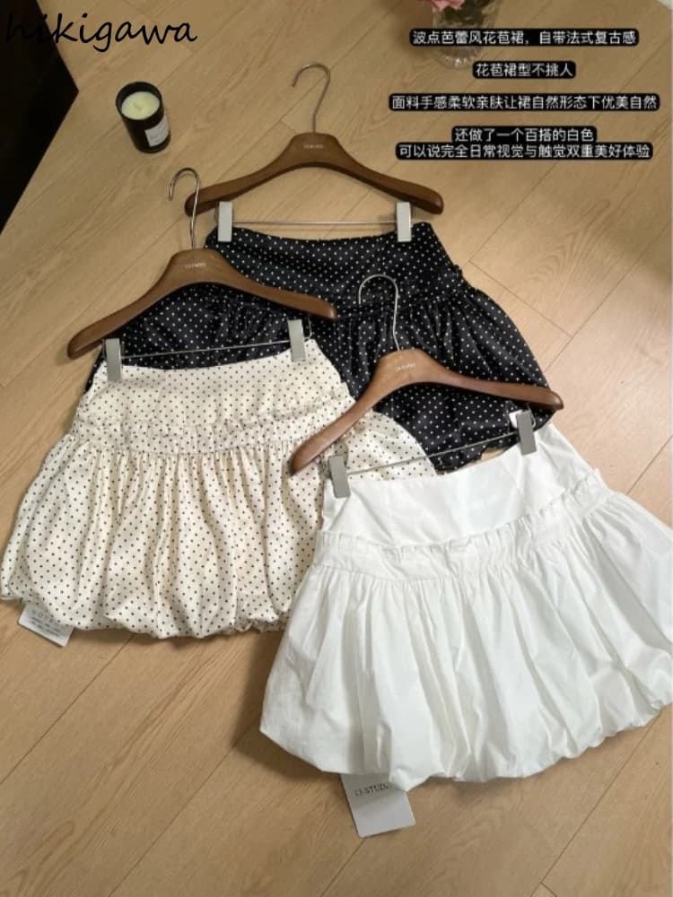 Vintage Polka Dot Women Skirt 2025 Faldas Mujer Fashion Sweet Korean Jume High Waist Summer Saia Tunic A-line Mini Skirts 7o562