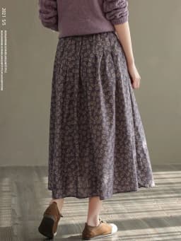 Women Casual Skirts New Arrival 2023 Autumn Vintage Style Floral Print Loose Comfortable Ladies Elegant A-line Long Skirt D536