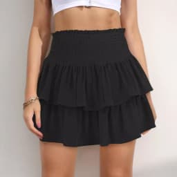Tiered Ruffle Mini Skirt with Shirred Smocked Waist Flowy Layered Skater Skirt Spring Summer 2026 Fairycore Vacation Outfit