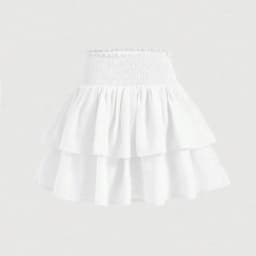 Tiered Ruffle Mini Skirt with Shirred Smocked Waist Flowy Layered Skater Skirt Spring Summer 2026 Fairycore Vacation Outfit