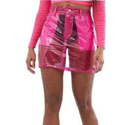 Women Short Skirts Front Zipper and Snap Sexy Slim Transparency PVC Leather Mini Skirt Perspective Leotard Pencil Skirts S-7XL