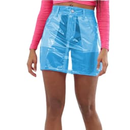 Women Short Skirts Front Zipper and Snap Sexy Slim Transparency PVC Leather Mini Skirt Perspective Leotard Pencil Skirts S-7XL