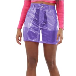 Women Short Skirts Front Zipper and Snap Sexy Slim Transparency PVC Leather Mini Skirt Perspective Leotard Pencil Skirts S-7XL