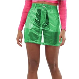 Women Short Skirts Front Zipper and Snap Sexy Slim Transparency PVC Leather Mini Skirt Perspective Leotard Pencil Skirts S-7XL