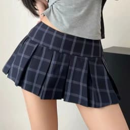 Blue Plaid Pleated Skirts for Women Vintage High Waist Preppy All Match Mini Skirts Y2K Summer Female Sweet Jk Dance Skirts new