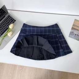 Blue Plaid Pleated Skirts for Women Vintage High Waist Preppy All Match Mini Skirts Y2K Summer Female Sweet Jk Dance Skirts new