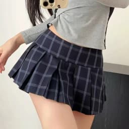 Blue Plaid Pleated Skirts for Women Vintage High Waist Preppy All Match Mini Skirts Y2K Summer Female Sweet Jk Dance Skirts new