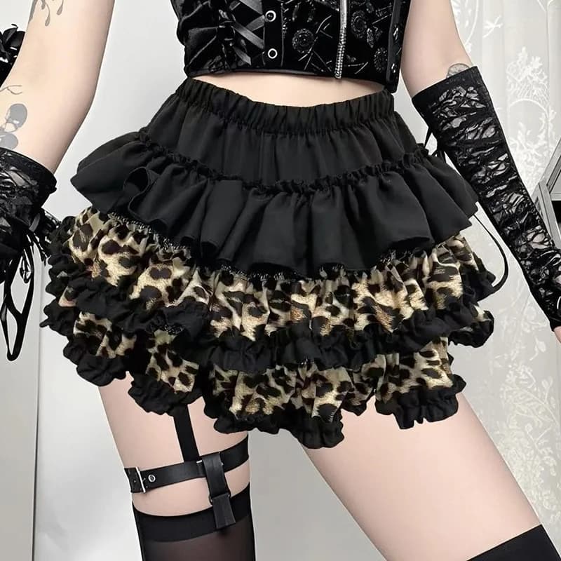 Y2K Leopard Sexy Skirt Subculture Women French Hotsweet Streetwear Patchwork Mini Skirts High Street Sweet Cute Slim Cake Skirt