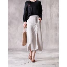 Literary Cotton Linen Split Skirt Women Single Breasted Midi A-Line Skirts Vintage Asymmetric Skirts Slimming
