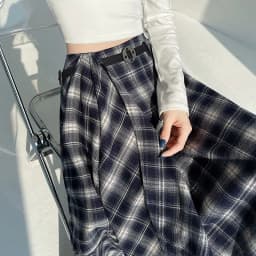 Long Skirts Women Woolen Skirt 2025 Goth Lolita Autumn Winter High Waist Ruffles Asymmetrical Plaid Skirt Maxi With Belt