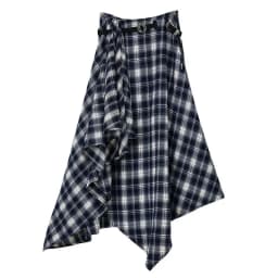 Long Skirts Women Woolen Skirt 2025 Goth Lolita Autumn Winter High Waist Ruffles Asymmetrical Plaid Skirt Maxi With Belt