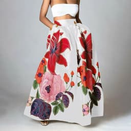 Bohemian Women Long Skirt Large Swing High Waist Floral Printing A-Line Skirt Women Faldas Fashion Casual Party Skirt Pockets