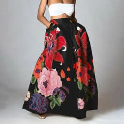 Bohemian Women Long Skirt Large Swing High Waist Floral Printing A-Line Skirt Women Faldas Fashion Casual Party Skirt Pockets
