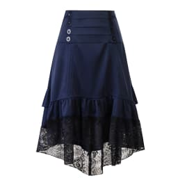 Costumes Steampunk Gothic Skirt Lace Women Clothing High Low Ruffle Party Lolita Red Medieval Victorian Punk Skater Button Front