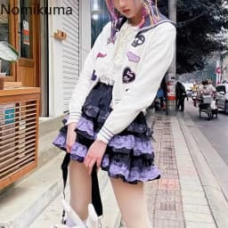 2025 Faldas Mujer De Moda Sweet Y2k Skirts Women Japanese Jupe A-line Cute Saia Summer Fashion Patchwork Lace Mini Skirt 27z052