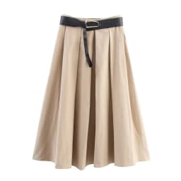 High Waist A-Line Midi Skirt with Belt Autumn New Arrival Women's Fashion Elegant Standard Fit Casual High Waist Midi Skirt