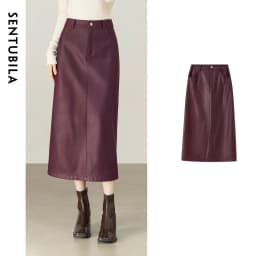 SENTUBILA Women's A-Line PU Leather Skirt 2026 Autumn New Back Split Hem Comfortable Commuter Casual Midi Skirt Ladies 153QA3200