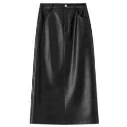 SENTUBILA Women's A-Line PU Leather Skirt 2026 Autumn New Back Split Hem Comfortable Commuter Casual Midi Skirt Ladies 153QA3200