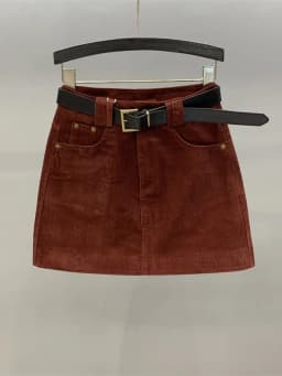 Retro Red Corduroy A-Line Skirt Women's Autumn Winter New High Waist Slimming Small Size Versatile Short Skirt