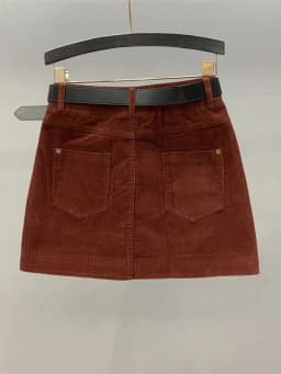 Retro Red Corduroy A-Line Skirt Women's Autumn Winter New High Waist Slimming Small Size Versatile Short Skirt