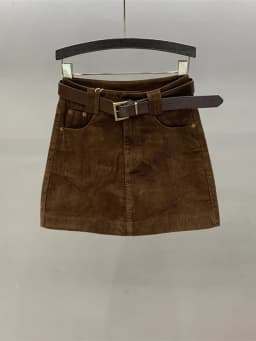Retro Red Corduroy A-Line Skirt Women's Autumn Winter New High Waist Slimming Small Size Versatile Short Skirt