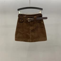 Retro Red Corduroy A-Line Skirt Women's Autumn Winter New High Waist Slimming Small Size Versatile Short Skirt