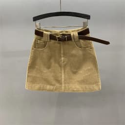 Retro Red Corduroy A-Line Skirt Women's Autumn Winter New High Waist Slimming Small Size Versatile Short Skirt
