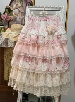 DCABT Irregular Patchwork Sweet Fairy Cake Skirt Women Summer Chic Fashion Pink Elastic Waist Chic Flower Party Puff Skirts A018