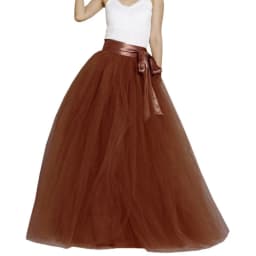 Women Wedding Long Maxi Puffy Tulle Skirt Floor Length A Line with Bowknot Belt High Waisted for Wedding Party Evening
