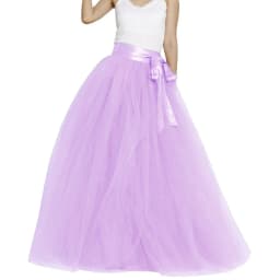 Women Wedding Long Maxi Puffy Tulle Skirt Floor Length A Line with Bowknot Belt High Waisted for Wedding Party Evening