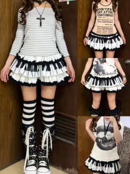 Y2K Black White Print Mini Skirt Women Slim Design Ruffle Layered A Line Skirt Elastic Waist Harajuku Pleated Short Piano Skirts