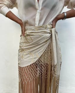 Embroidered Tassel Splicing Skirt Women Chic Hollow Out High Waist Pleated See Through Skirts 2025 Lady Summer Chic Streetwear