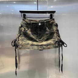 Leopard Print Denim Skort Women Vintage High Street Lace Up Bodycon Mini Skirt Y2K Summer Casual Skirts with Built-in Shorts