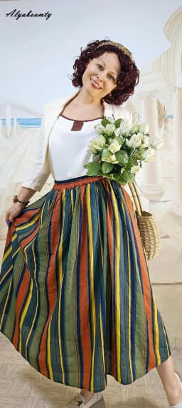 New Japanese Mori Girl Women Midi Skirt High Waist Colorful Striped Jupe Femme Longo Elegant Vintage Cotton Linen Skirts Womens
