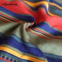 New Japanese Mori Girl Women Midi Skirt High Waist Colorful Striped Jupe Femme Longo Elegant Vintage Cotton Linen Skirts Womens