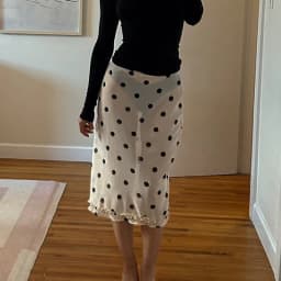 Y2k Fairy Coquette Skirts Dress Women's Midi Skirt See Through Low Rise Ruffled Hem Dot Pattern White Black Mesh Sheer Skirt